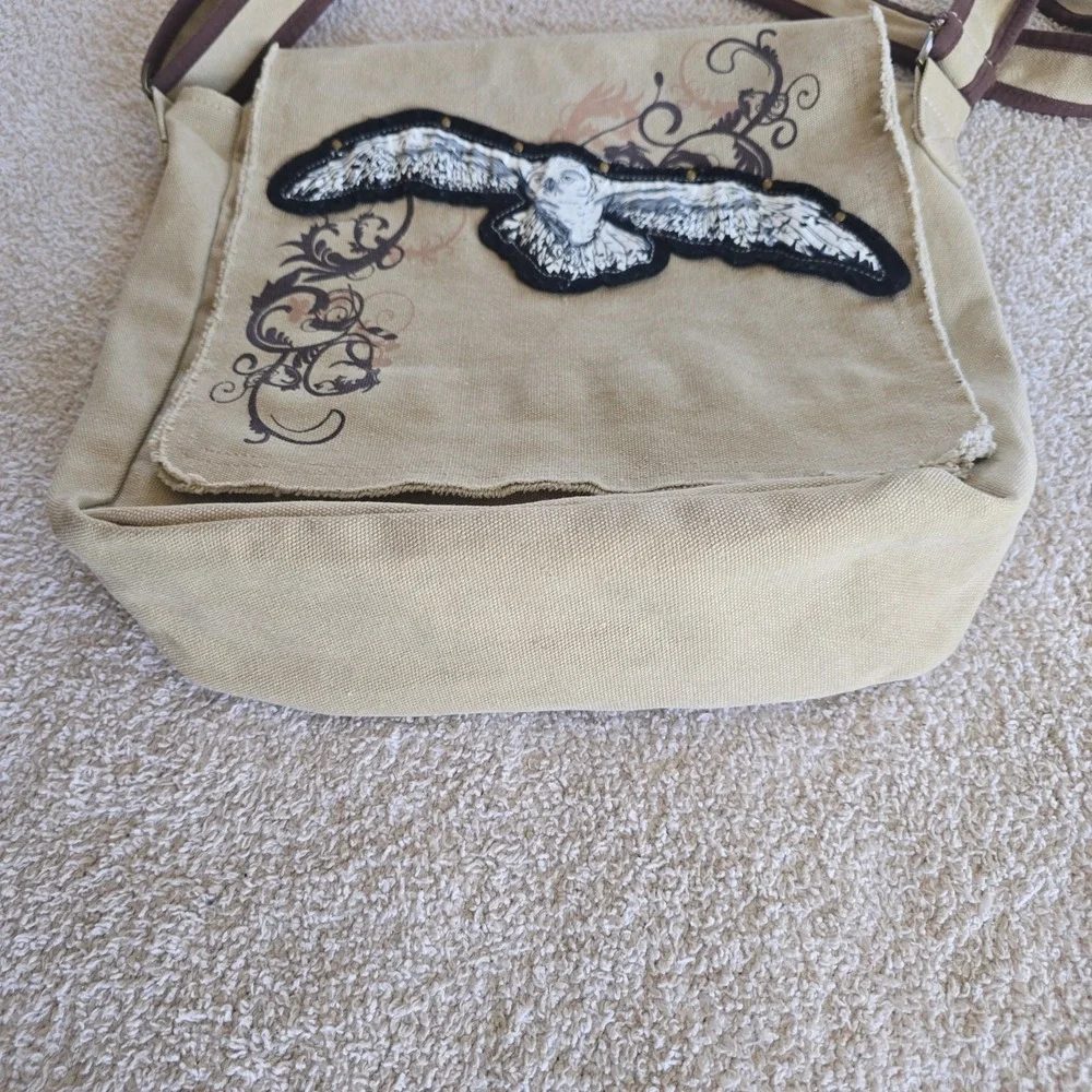Harry Potter Hedgewig Owl Crossbody Messenger Bag Y2K Vibes Canvas Studded